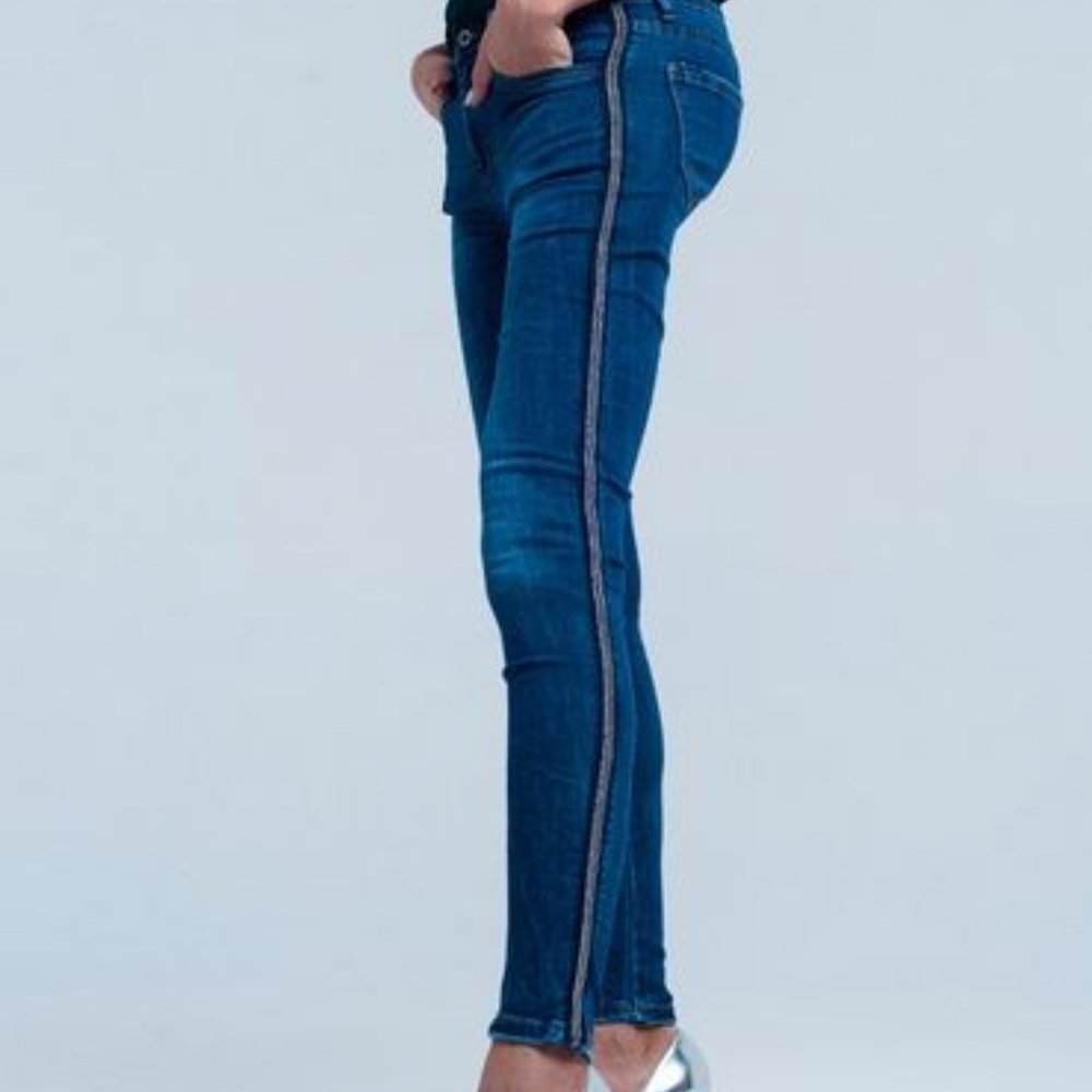 Metal Stripe Skinny Jeans
